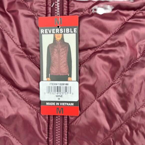Nicole Miller Reversible Quilted Faux Fur Vest Wine Size Medium NWT - Picture 11 of 12